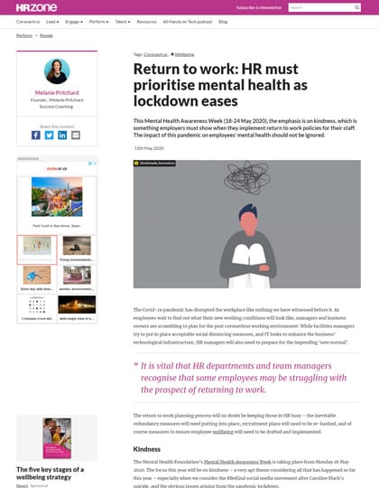 press hr zone return to work hr must prioritise mental health as lockdown eases