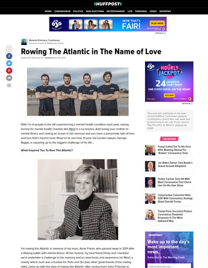 press huffpost rowing the atlantic in the name of love