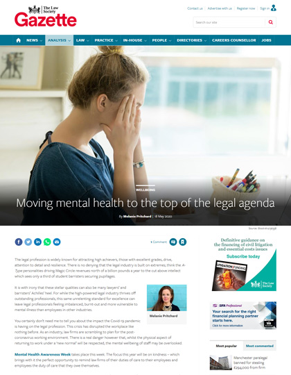 press law society gazette moving mental health to the top of the legal agenda