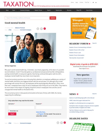 press taxation good mental health